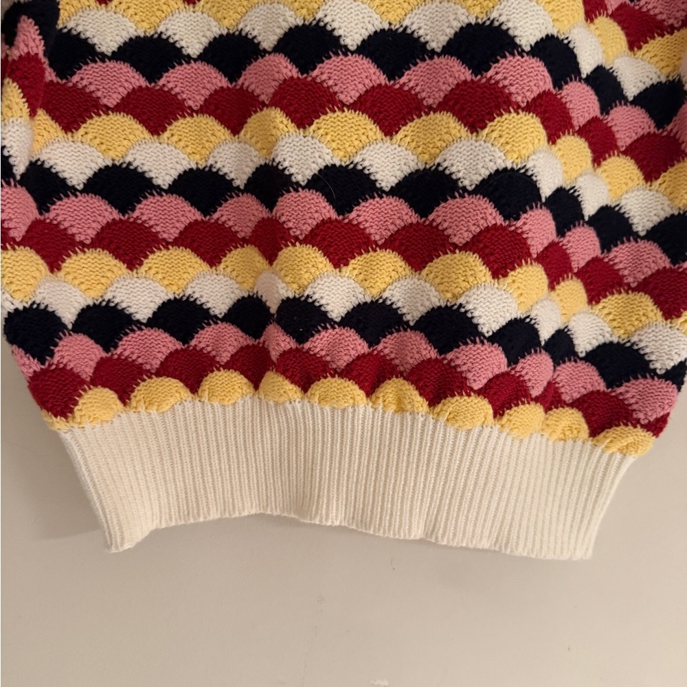 Zara Multicolor Scallop Short-Sleeve Cotton Crochet Knit Sweater Women Small - Picture 4 of 14